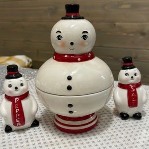Johanna Parker snowman candy dish sets
